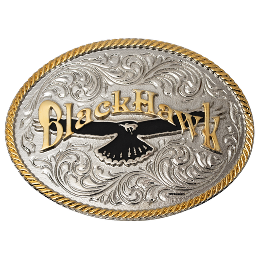 belt buckle-"blackhawk" with hawk in the center