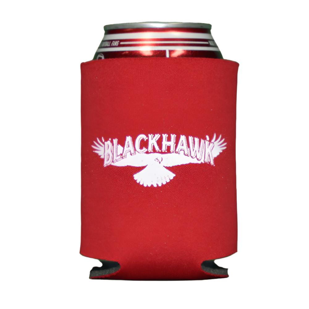can cooler-red or black-"Blackhawk" hawk with wings spread open