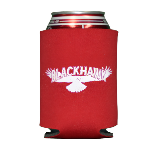 can cooler-red or black-"Blackhawk" hawk with wings spread open